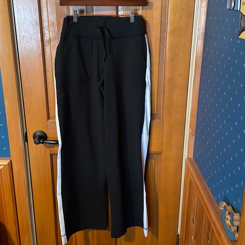 Lululemon Still Grounded wide leg pants with white racing stripe tall